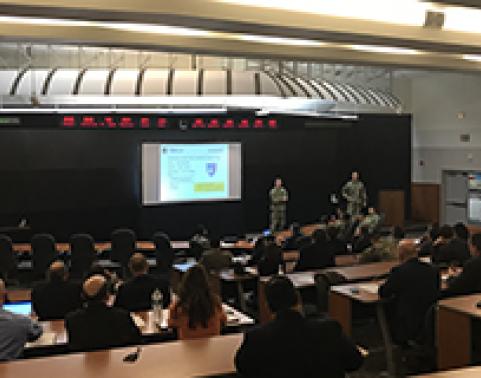 COL Chad Harris, project manager, Installation Information Infrastructure – Communications and Capabilities, and LTC Helmore speak at the DCO Industry Day.