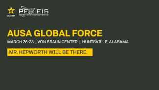 Graphic describing AUSA Global Force event and speakers