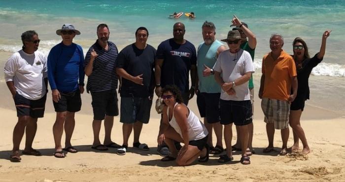 P2E team at beach